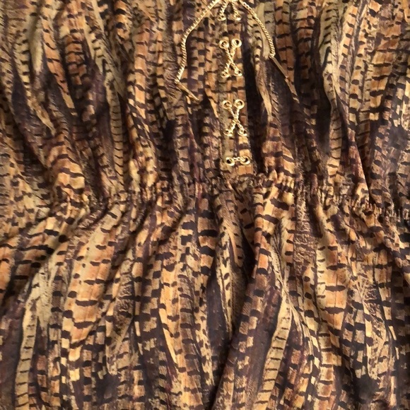 Micheal Kors brown snakeskin poncho type top /cover up  gold chain lace at neck - Picture 4 of 11